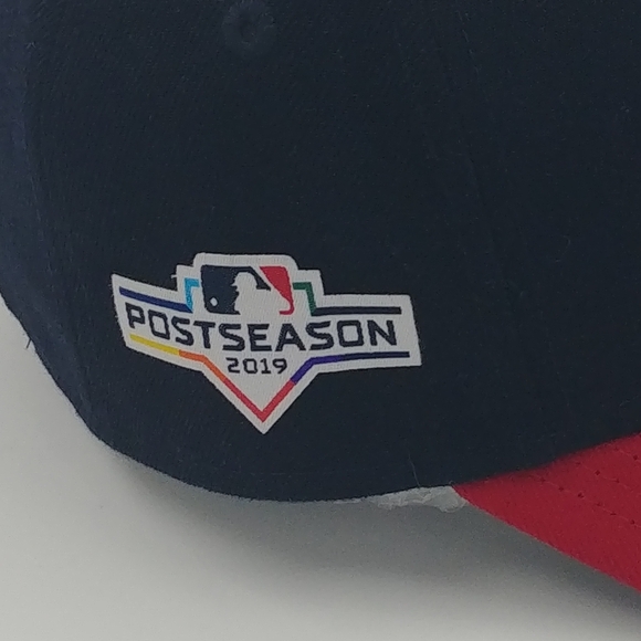 Atlanta Braves New Era Youth Blue, Red Peak 9Forty Hat MLB Cap, POSTSEASON 2019 - Picture 9 of 9